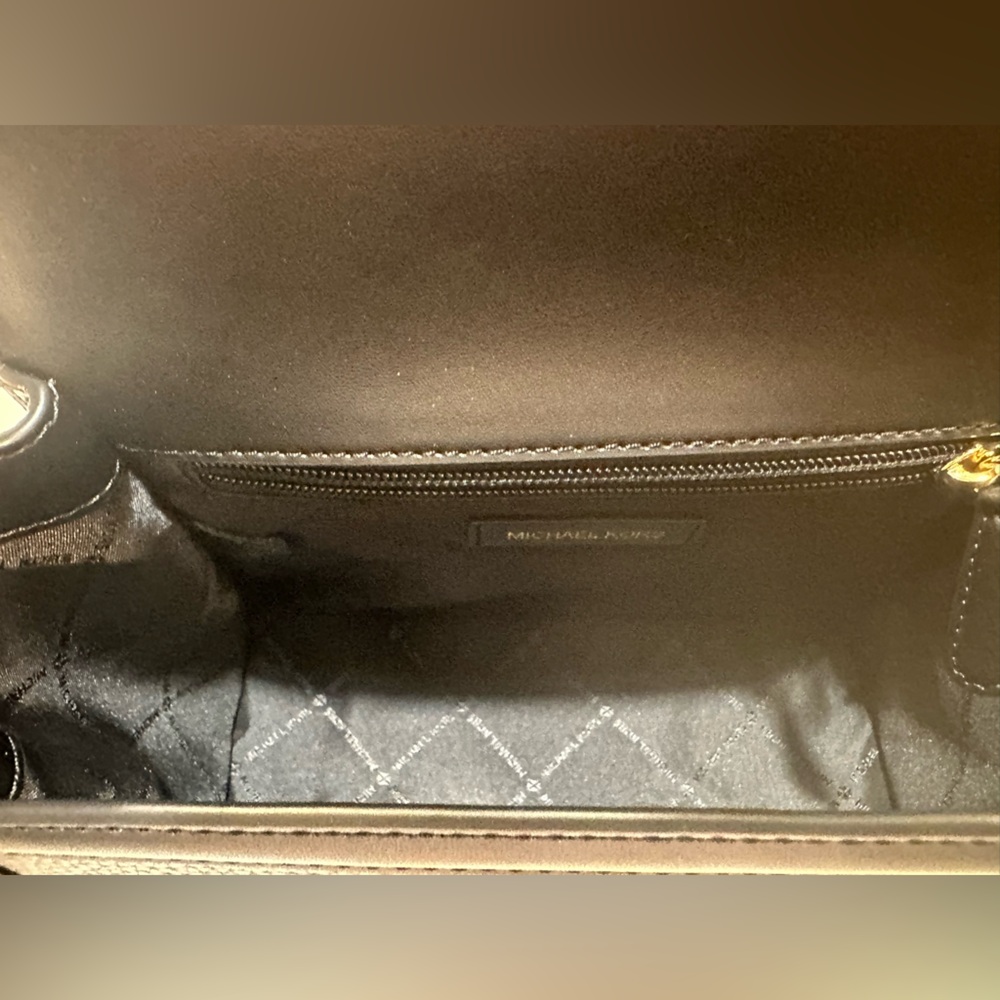 MICHAEL MICHAEL KORS Whitney Flap Satchel Signature Logo Black Leather NWT - Picture 3 of 7